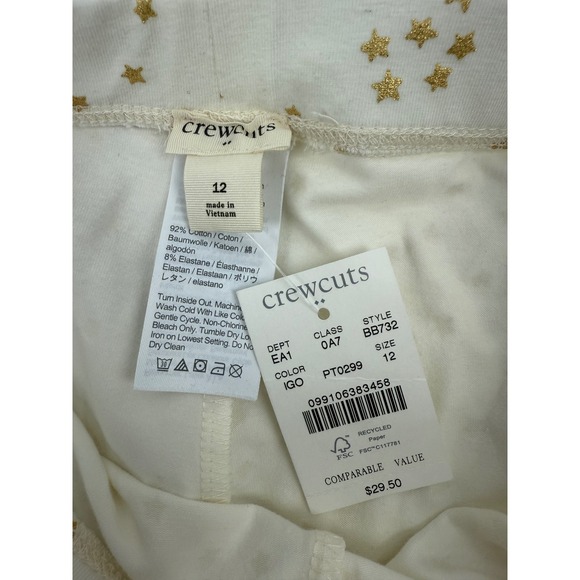 Crewcuts Girls White Leggings NWT Gold Stars & Moons Kids Size 12 - Picture 4 of 6